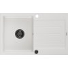 Mexen Bruno, granitový drez 795x495x200 mm, 1-komorový, biela s čiernym sifónom, 6513791010-20-B