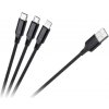 Kabel REBEL 3v1 USB-A - microUSB, USB typu C, Lightning černý 1m