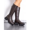 Dámske kožené čižmy na hrubej podrážke –GRASSO čoko, VEĽKOSŤ OBUV 39