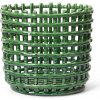 Ferm Living Keramický košík Ceramic Basket, veľký – smaragdovo zelený