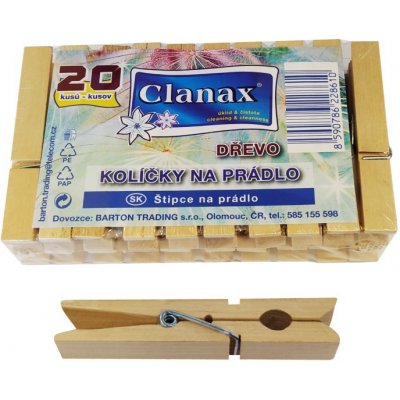 Clanax kolíčky na bielizeň 20 ks 7 cm drevo