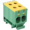 Tracon Dvojitá rozvodná odbočná svorkovnica na DIN lištu 2x6-50mm² žlto-zelená FLEAL-50/2ZS