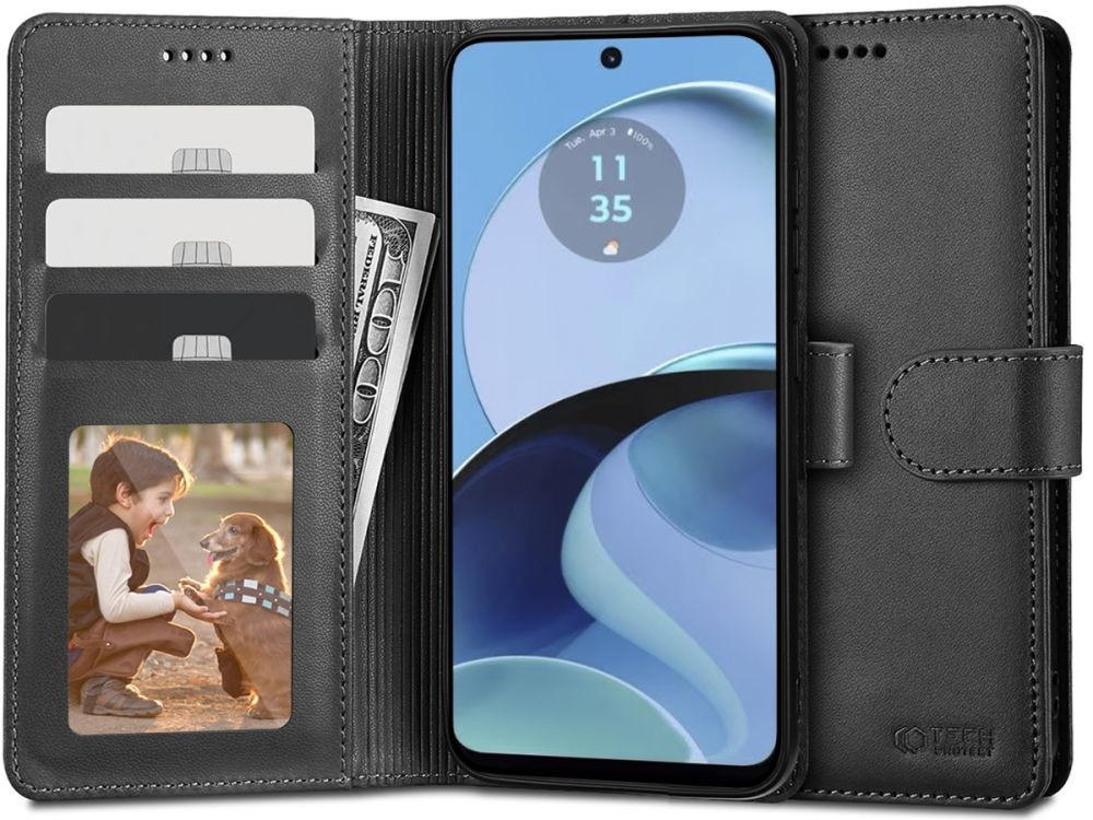 Púzdro TECH-PROTECT WALLET MOTOROLA MOTO G14 čierne