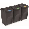 Prosperplast Sada 3 odpadkových košov SORTIBOX antracit 3 x 35 l