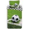 Jerry Fabrics Detská posteľná bielizeň obojstranná posteľná bielizeň futbalový trávnik futbalový motív čierna biela zelená prikrývka 140x200 + vankúš 70x90 cm 100% bavlna