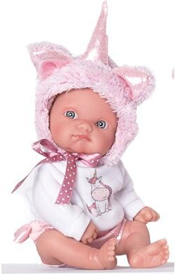 Antonio Juan 85105 Jednorožec ružový realistická bábätko s celovinylovým telom 21 cm