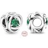 Prívesok Striebro 925 Infinity kruh večnosti kvet kráľovsky zelený, korálik na náramok