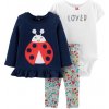 CARTER'S Set 3dielny body, tričko, legíny Ladybug dievča 3 m /veľ. 62