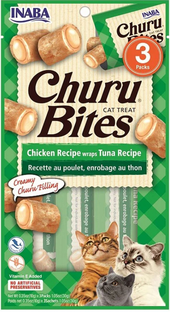Inaba Churu Bites Cat mačacie maškrty s kuracím mäsom a tuniakom 3 x 10 g