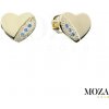 MOZA gold Náušnice srdiečko MG2010 Farba kameňa: Svetlo Modrá, Farba Zlata: žlté Au
