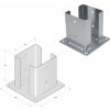 DOMAX PSPD zaskrutkovacia pätka stĺpika so štvorcovou základňou | Pätka na hranol 150 x 150 Žiarové pozinkovanie (ZNO) PSPD 120 - 122 x 150 x 180 x 2.5 mm (1 ks)