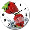 Sklenené hodiny okrúhle Jahody a voda fi 30 cm
