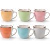 Excellent Houseware Keramická sada šálok na espresso – pastelové pruhy v darčekovom balení 90 ml na štýlové servírovanie espressa a darovanie