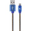 Gembird oplietaný denim USB-A/microUSB kábel 1m CC-USB2J-AMmBM-1M-BL