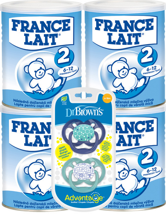 France Lait 2 + Dr.Browns zubná kefka 4 x 400 g