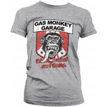 Gas Monkey Tričko dámske Garage Stripes Shield svetlo sivé