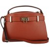 TALIANSKE Dámska malá kožená kabelka crossbody Talianska Luciana tmavo pomarančová