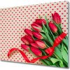 Sklenená doska na krájanie Tulipány srdce 60x52 cm