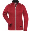 James & Nicholson Mikina JN 897 Solid na zip, pletená, fleecová, dámská COT020897l7504-red melange XL Melír červená/černá