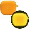 AppleMix Puzdro pre Apple AirPods 4 - karabínka + pútko - silikónové - svietiace v tme - svetlooranžové