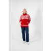 Wooline Nórska vlnená pletená bunda CHRISTIAN s podšívkou červenobiela