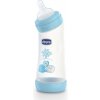 CHICCO Dojčenská plastová fľaša zahnutá bez BPA Well-Being kaučukový cumlík - modrá 250ml