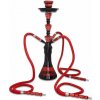 Vodná fajka SHISHA 54cm/3 červená (Veľká stolová shisha s 3 hadicami pre spoločné relaxačné stretnutia)