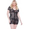 Allure Charli Plus Size čipkované šaty so zipsom, čierne XXL