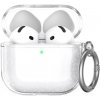 AppleKing transparentný trblietavý obal s karabínou pre AirPods 4 - strieborný - možnosť vrátiť tovar ZADARMO do 30tich dní