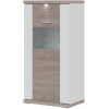 Decodom MANHATT B 38 BIE/BAR KOMPL MBAR 5256278 - Vitrína, Biela arctic / Biela arctic vysoký lesk / Dub pílený bardolino