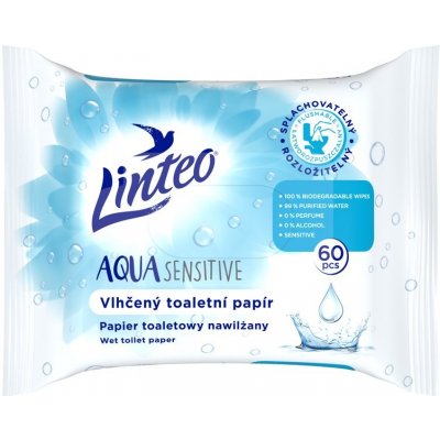 LINTEO Papier vlhčený toaletný Aqua Sensitive 60ks