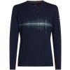 Icebreaker Mens Merino 200 Oasis LS Crewe Snow Wave, Midnight Navy XL
