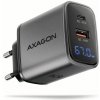 AXAGON ACU-PQ67D, GaN nabíjačka do siete 67W, výstup USB-A+USB-C, PD3.0/PPS/QC4+/SFC2.0/Apple, LCD ACU-PQ67D