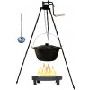 Perfect Cauldron kotlík na guláš smalt 20 l, Perfect Cauldron špeciálna trojnožka s poistnou kladkou VAR 1,25 m na kotlík, Perfect Cauldron pokrievka smalt 49 cm, Perfect Cauldron Prenosné ohnisko na