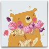 Vymalujsisam.sk Maľovanie podľa čísiel - Medvedík s kyticou Veľkosť: 30x30cm, Rám: Bez rámu, iba zrolované plátno