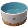 Miska DOG FANTASY keramická bielo-modrá FOOD s podtáckom 16 x 6,5 cm