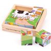 Bigjigs Toys Obrázkové kocky kubusy Zvieratká 9 kociek