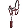 Equestro Set ohlávky s vodítkom Shiny Fittings Equestro, burgundy Veľkosť: FULL
