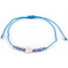 Náramok shamballa perleťové srdce modrá azuro 1ks