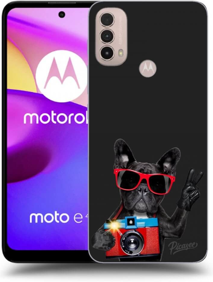 Púzdro Picasee silikónové Motorola Moto E40 - French Bulldog čierne