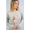 Vienetta Dámske pyžamo dlhé Méďa s hviezdou Farba: Šedá - svetlo, Veľkosť: XL