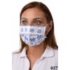 Rúško antibakteriálne-BORT ,dvojvrstvové-1vrstva(100%bavlna), 1vrstva (100%polyester s iónmi striebra)-s čičmanským vzorom (modré s bielym podkladom) 037 - VYROBENÉ NA SLOVENSKU