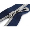 Špirálový zips No 7 dĺžka 60 cm so striebornými zúbkami - modrá tmavá