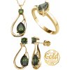A-B Jewelry set Aphrodite with natural moldavite in yellow gold 200000105