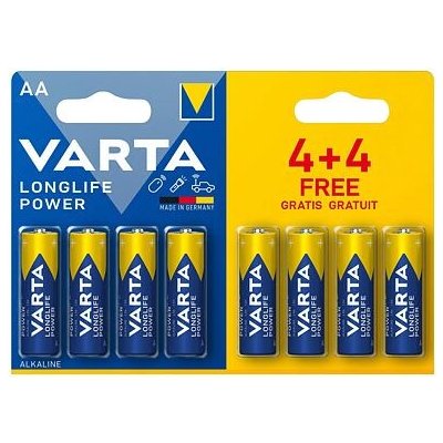 VARTA batéria alkalická Longlife Power AA, LR6, tužková, súprava 8ks