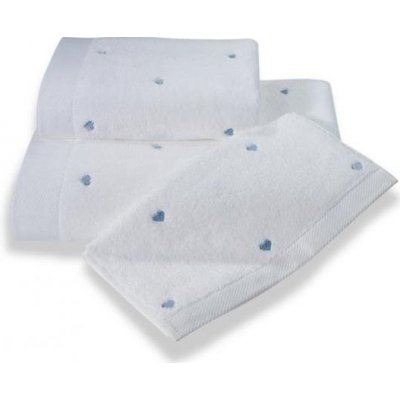 Soft Cotton Ručník Micro love 50 x 100 cm bílá modré srdíčka