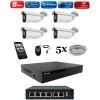 Amiko IP 4 kamerový set so switchom, Varifokal, 4K Ultra HD 8Mpix, Tube (1805K4V2) (Amiko)