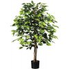 Umelá rastlina fikus drobnolistý Ficus benjamina 120 cm zelený 1260 listov prírodný kmeň v kvetináči 14,5 x 12,5 cm