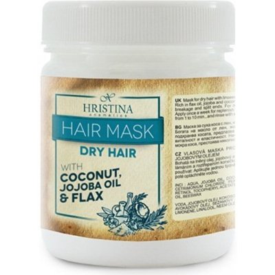 HRISTINA Prírodná vlasová maska pre suché vlasy s ľanom, kokosom a jojobovým olejom 200 ml