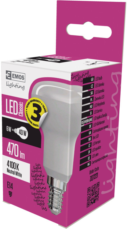 Emos LED žiarovka Classic R50 6W E14 neutrálna biela